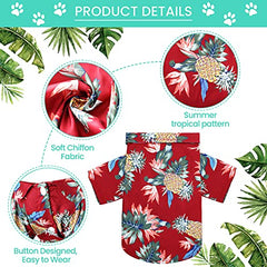 Camiseta hawaiana Weewooday para perro con piña y palmeras; ideal para salidas y sesiones de fotos.