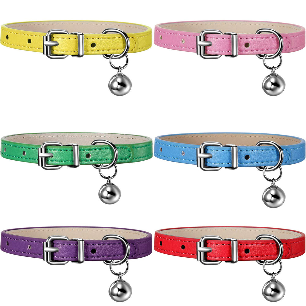 Weewooday collar-gato-cuero-6-colores: collar de cuero para gatos con colores diversos.