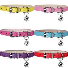 Collar de cuero Weewooday para gatos en rosa, cómodo y duradero para uso diario.