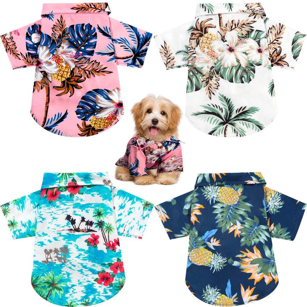 Weewooday haut estival pour petit chien avec motif hawaïen floral bleu, parfait pour les sorties plage.