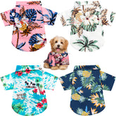 Weewooday haut estival pour petit chien avec motif hawaïen floral bleu, parfait pour les sorties plage.