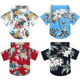 Weewooday t-shirt chien Hawaii motifs fleurs été, idéal pour promenade estivale et photo souvenir.