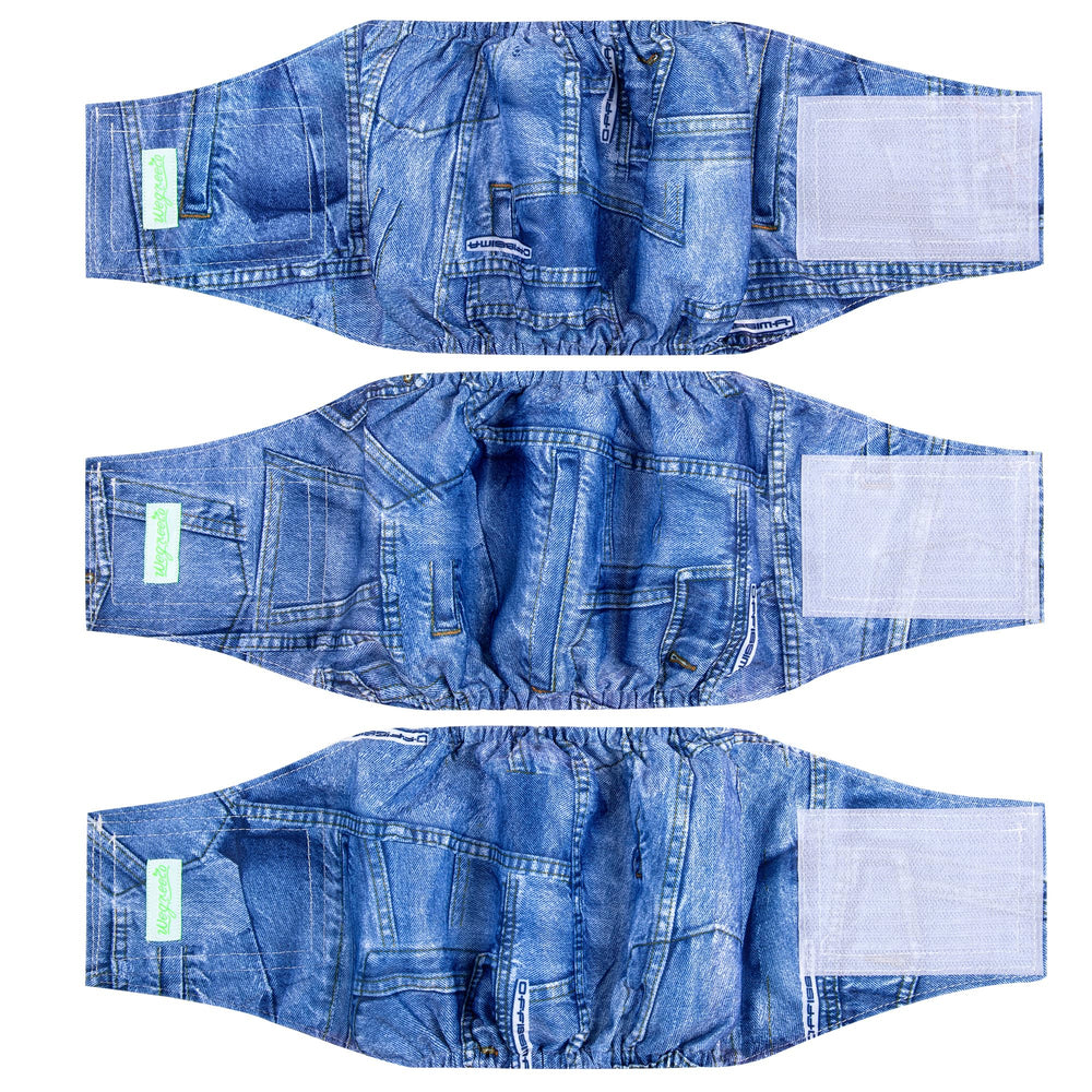 Pañales Wegreeco Jeans lavables para perro macho, vista frontal