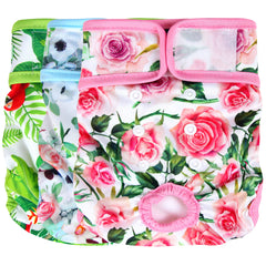 Pañales Wegreeco para perro grande con diseño floral, ofrecen ajuste cómodo para paseos diarios.