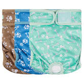 Pañales Wegreeco reutilizables absorbentes verde con diseño de hueso para perras en celo.