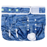 Pañales Wegreeco para perros femeninos lavables, ajuste cómodo y absorbente en color azul jeans XL