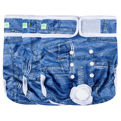 Pañales Wegreeco para perros femeninos lavables, ajuste cómodo y absorbente en color azul jeans XL