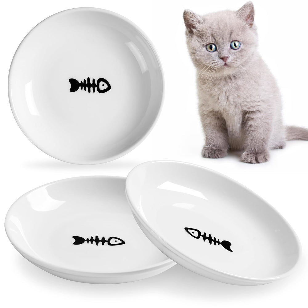 Wellbro cuenco cerámico para gatos con diseño ancho, ideal para comer sin irritar los bigotes.