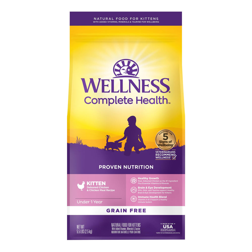 Wellness Complete Health Kitten croquetas en cuenco para energía diaria