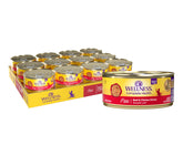 Wellness Complete Health Pate para gato adulto, lata abierta y proteína natural.