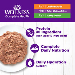 Wellness Complete Health Pate para gatos: lata de pavo, proteína de alta calidad