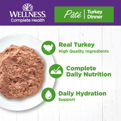 Wellness Complete Health Pate Gato Pavo: textura suave que encanta.