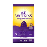 Wellness Complete Health: bolsa de alimento seco para perros con pollo, ideal para dieta diaria.