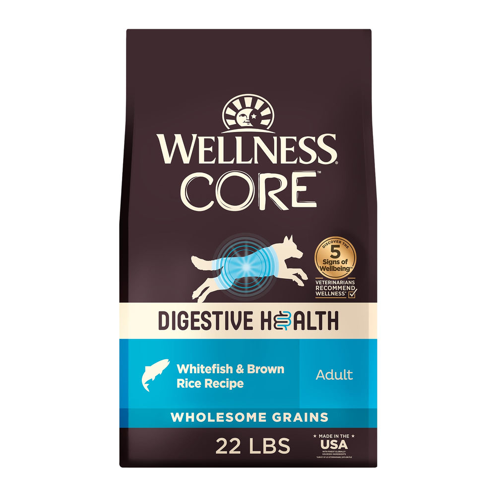 Wellness CORE Salud Digestiva: bolsa de 22 libras para perros, lista para uso diario.
