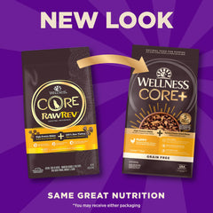 Wellness CORE+ trozos liofilizados de pollo para cachorros, proteína de alta calidad.