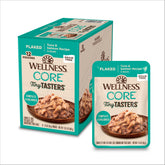 Wellnes CORE Tiny Tasters porción única en bolsa para servir rápidamente.
