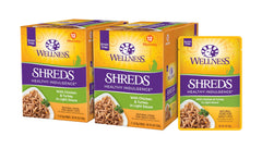 Wellness Healthly Indulgence Shreds muestra empaque fácil de servir para comida húmeda sin desorden