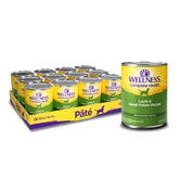 Wellness laca cordero y patata dulce: alimento húmedo completo para perros activos.