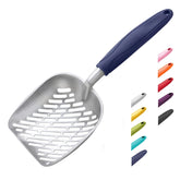 WePet cuchara de arena para gatos con aluminio y mango azul, comodidad diaria.