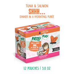 Gato saboreando paté Weruva en bolsa de 3oz