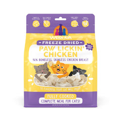 Weruva Cat Freeze Dried Paw Lickin' Chicken, cubos listos para comer, snack diario para gatos.