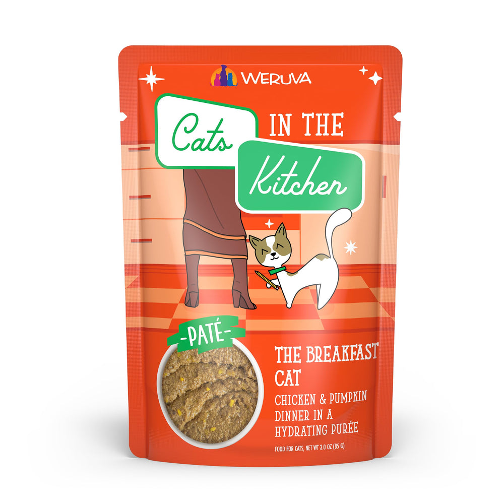 Weruva Gatos en la Cocina Paté Desayuno con Pollo y Calabaza, textura cremosa para comer a diario.
