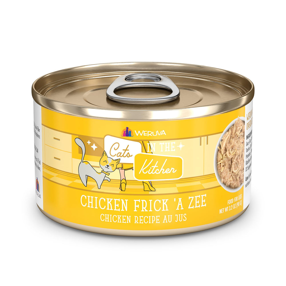 Weruva Gatos en la Cocina Pollo Frick A Zee Au Jus en lata de 3.2 oz, sabroso