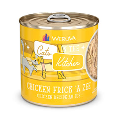 Weruva Cats in The Kitchen con pollo Frick A Zee en lata de 10oz, sabor apetecible.