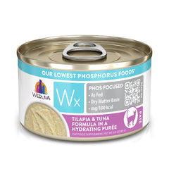Weruva Wx Phos Focused Puré Hidratante con tilapia y atún, hidratación diaria.