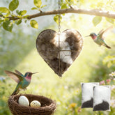WesGen nido-corazon para aves, refugio suave listo para colgar en exteriores.