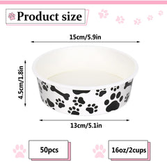 Whaline plato 16oz con diseño hueso, perfecto para agua o comida.