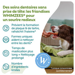 Whimzees formas mezcladas: variedad atractiva para motivar la masticación diaria.