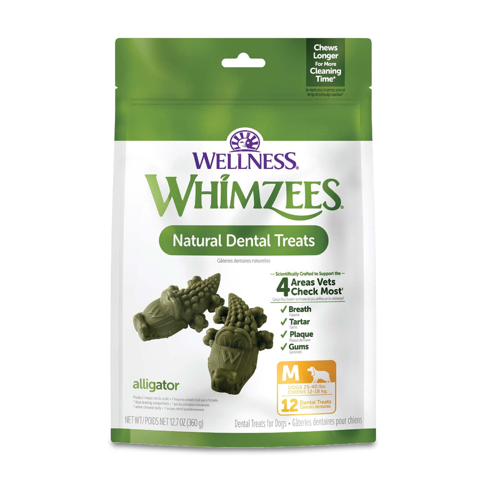Whimzees Wellness Alligator empaque de 12 unidades para perros medianos