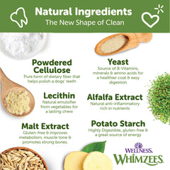 Whimzees Wellness Stix masticables naturales con ingredientes simples.