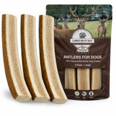 WhiteTail Naturals cuernos divididos grandes tres-pack, mordida de larga duración para perros grandes.