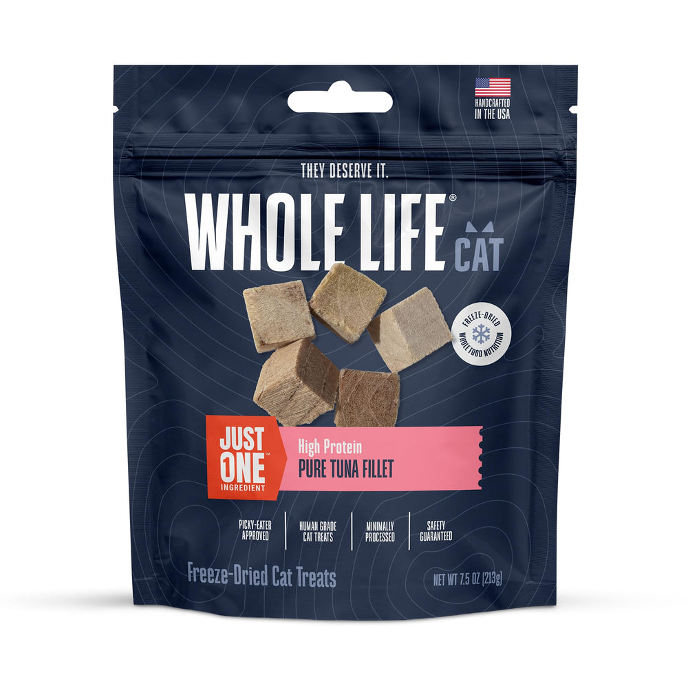 Just One Tuna de Whole Life para gatos: snack de atún liofilizado de alta proteína.
