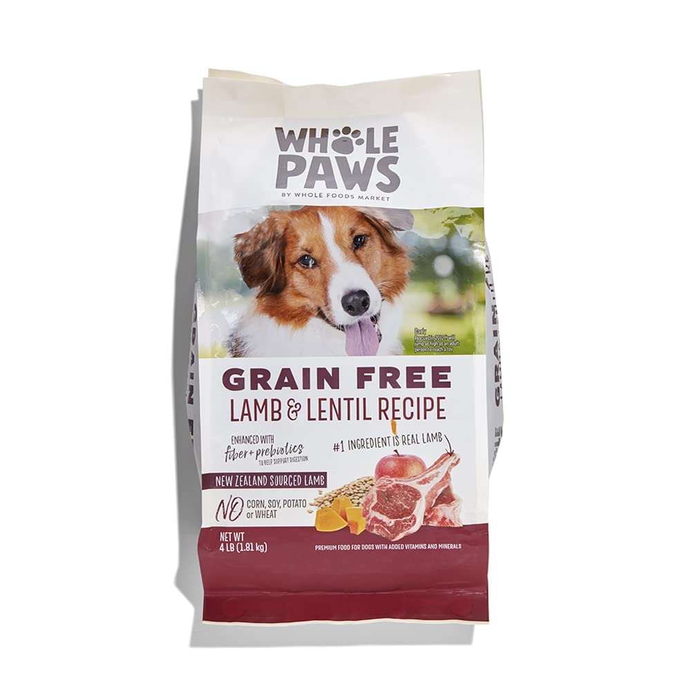 Whole Paws cordero sin granos con lentejas, bolsa de 64 oz para perros adultos