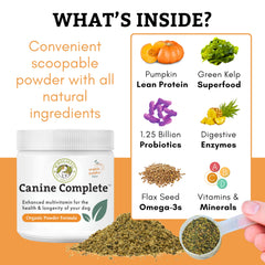 Wholistic Pet Organics Canine Complete, dieta-casera, mejora la nutrición en comidas caseras para perros.