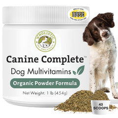 Wholistic Pet Organics Canine Complete polvo para perros 1 lb, complemento nutricional diario.