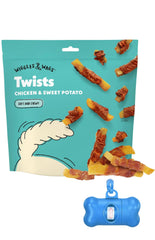 Golosinas Wiggles & Wags Twists pollo batata, snack sabroso para perros