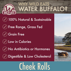 Wild Eats cachete búfalo agua roll, para perros medianos, uso diario