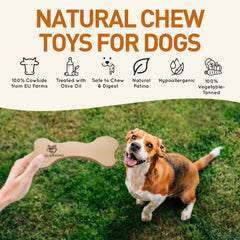 Wildfang Juguete de cuero en acción, masticación calmada.