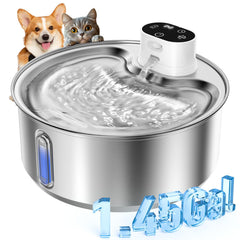 Fuente WILKIEE de acero inoxidable para gatos y perros, duradera y fácil de limpiar.