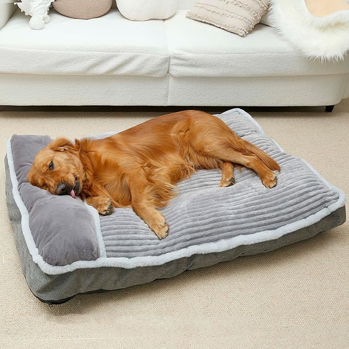 Cama WINDRACING para perros grandes, vista frontal, ofrece soporte cómodo para dormir profundo.
