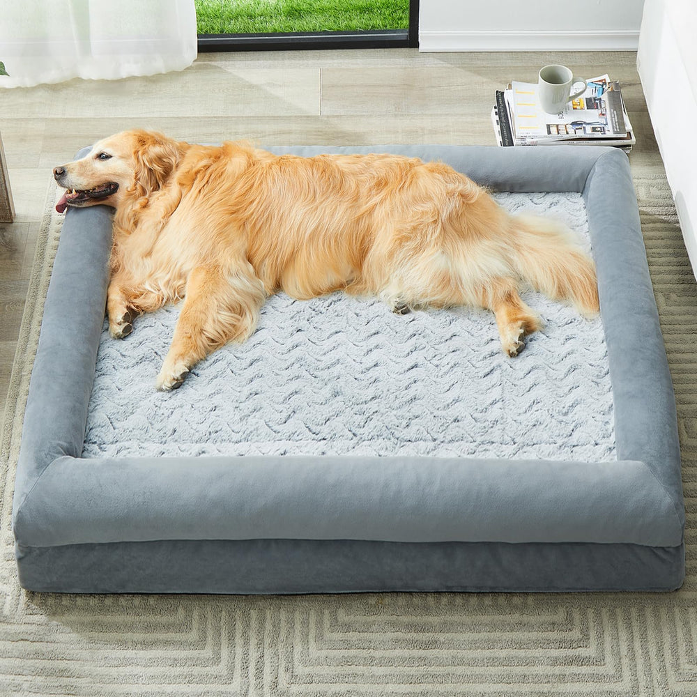 Cama WNPETHOME XXXL con funda de terciopelo desmontable para fácil limpieza.