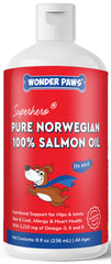 Wonder Paws Aceite de salmón para perros en botella; apoyo potencial a piel y pelaje.