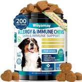 Woyamay Dog Allergy Chews: envase de 200 unidades para apoyo digestivo y de la piel.