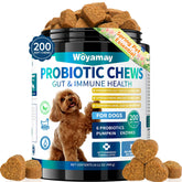 Woyamay probiótico para perros en caja, soporte digestivo suave y fácil de usar.