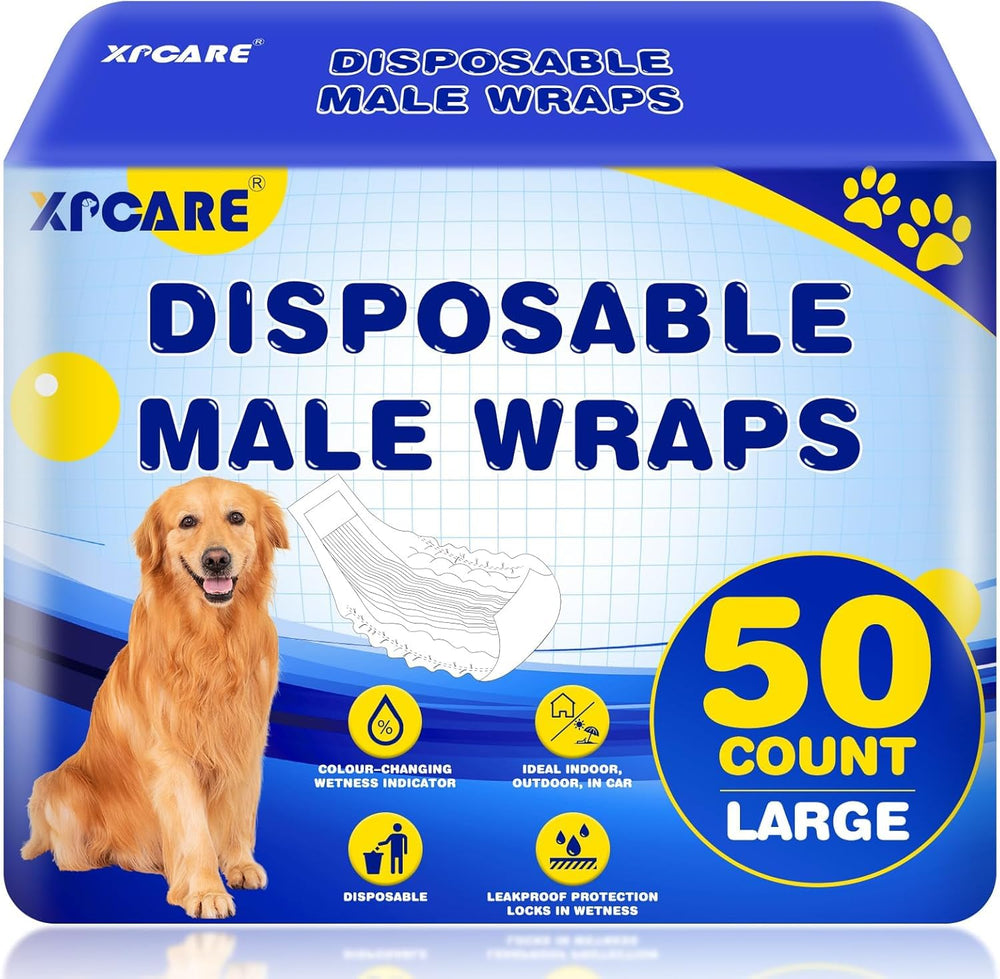 XPCARE pañales desechables para perro macho, ajuste seguro y protección antifugas