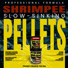 Xtreme Shrimpee formato redondo 3mm para alimentación precisa y menos desperdicio.